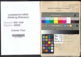 Entnazifizierung Paul Cremer , geb. 14.04.1891 (Amtsgerichtsrat)