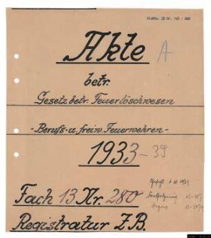 Gesetz betr. Feuerlöschwesen.