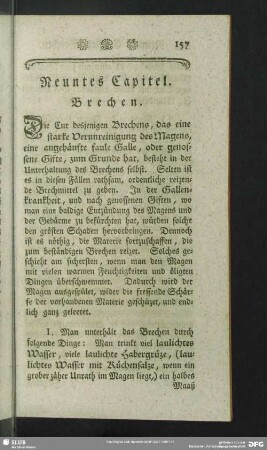 Neuntes Capitel. Brechen