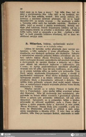 S. Hilarius, biskop, cyrkwinski wučeŕ