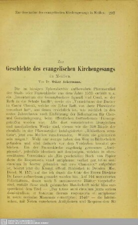 Zur Geschichte des evangelischen Kirchengesanges in Meißen