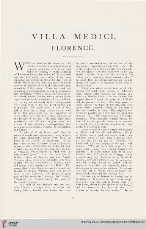 Villa Medici, Florence [Text und Tafeln]