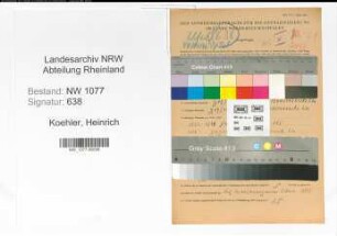 Entnazifizierung Heinrich Koehler , geb. 06.01.1920 (Elektriker)