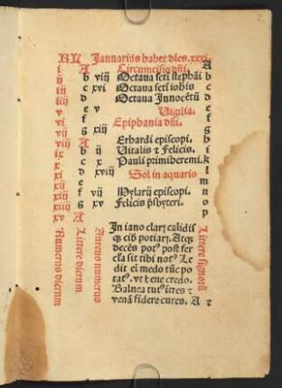 [Kalendarium] Januarius habet dies XXXI. - December habet dies XXXI.