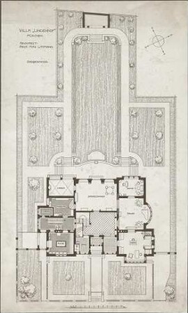 Littmann, Max; München - Bogenhausen, Höchlstr.; Villa Lindenhof - Grundriss EG