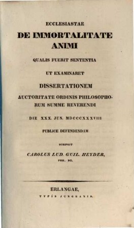 Ecclesiastae de immortalitate animi qualis fuerit sententia