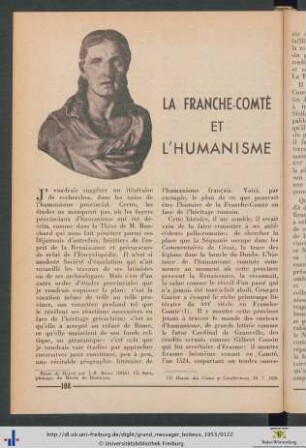 La Franche-Comté et l'Humanisme.