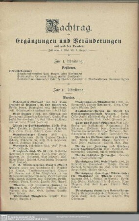 Nachtrag. Ergänzungen und Veränderungen während des Druckes