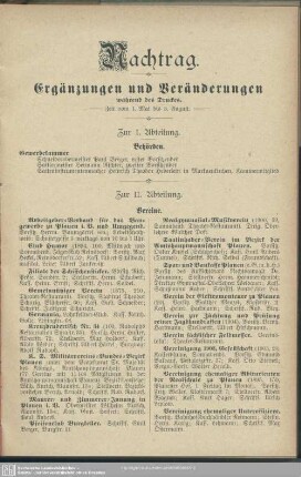 Nachtrag. Ergänzungen und Veränderungen während des Druckes
