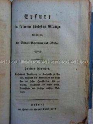 Broschüre über den Fürstentag von Erfurt 1808