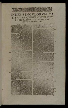Index Singulorum Capitum, In Quibus Cuiuslibet Disceptationis Materia Breviter Continetur.