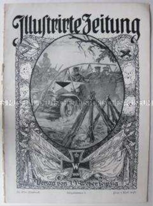 Wochenzeitschrift "Illustrirte Zeitung" mit Bildern und Texten zum Kriegsgeschehen (Nachdruck?)