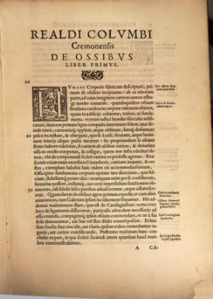 Realdi Colvmbi Cremonensis, In almo Gymnasio Romano Anatomici celeberimi, De Re Anatomica Llibri XV