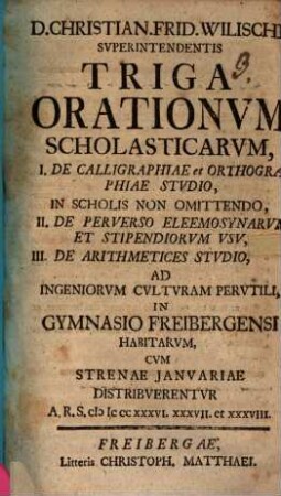 Triga orationum scholasticarum