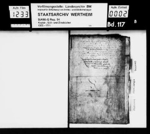 Zins- und Gültbuch der Grafschaft Wertheim