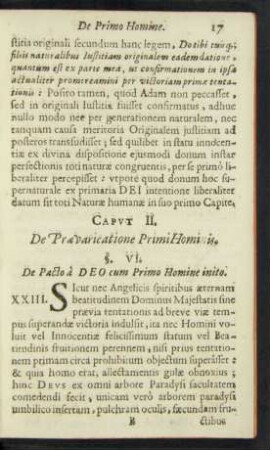 Caput II. De Praevaricatione Primi Hominis.