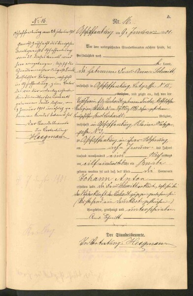 Standesamtsbuch der Stadt Aschaffenburg: Geburten 365/1900 - 184/1901