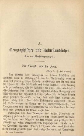 A. Geographisches und Naturkundliches