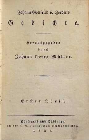 Johann Gottfried v. Herder's Gedichte, 1