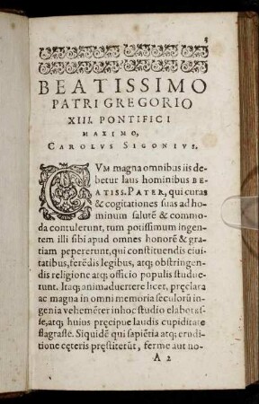 Beatissimo Patri Gregorio XIII. Pontifici Maximo