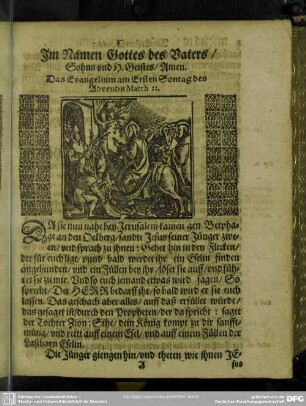 Das Evangelium am Ersten Sontag des Advents Matth. 21.