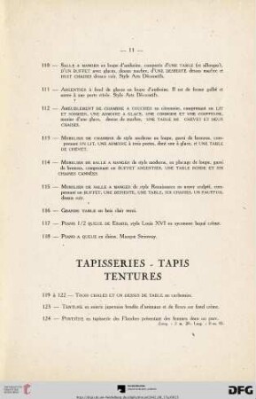 Tapisseries - Tapis - Tentures (Nr. 119-147)