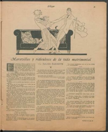 Maravillas y ridiculeces de la vida matrimonial
