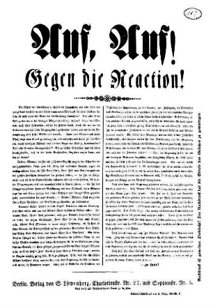 Auf, Auf! Gegen die Reaction!