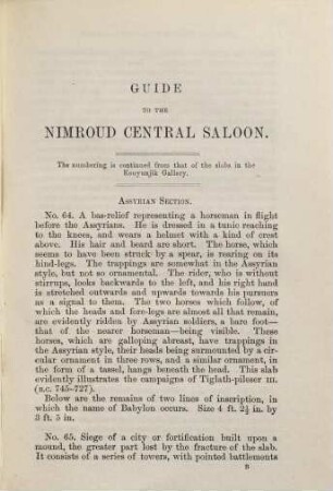 Guide to the Nimroud Central Saloon : British Museum. Assyrian Antiquities. Printed by order of the Trustees