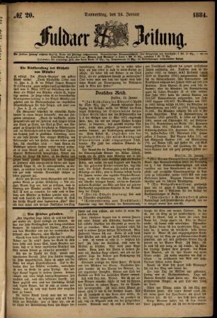Ausgabe vom Donnerstag, den 24. Januar 1884.