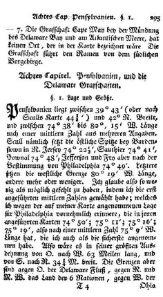 Achtes Capitel - Pensylvanien, und die Delaware Grafschaften.