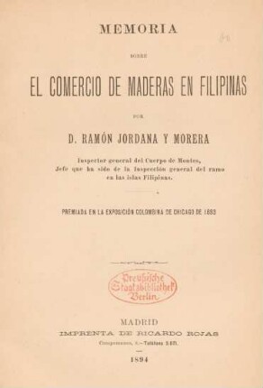 Memoria sobre el comercio de maderas en Filipinas