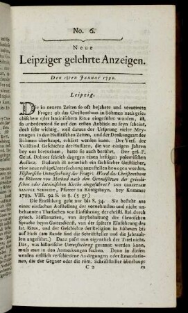 No. 6. Den 18ten Januar 1790.