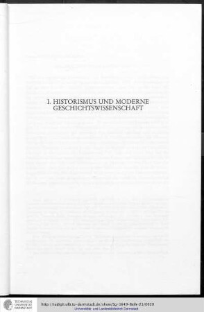 I. Historismus und moderne Geschichtswissenschaft