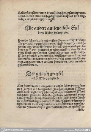 Alle andere auslendische Silberne Münz belangende.