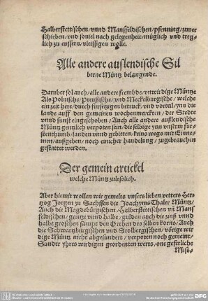 Alle andere auslendische Silberne Münz belangende.