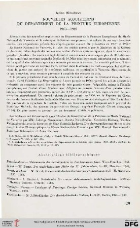 Nouvelles acquisitions du Département de la Peinture Européenne 1963-1969