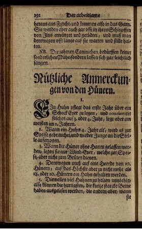 Nützliche Anmerckungen zu den Hünern.