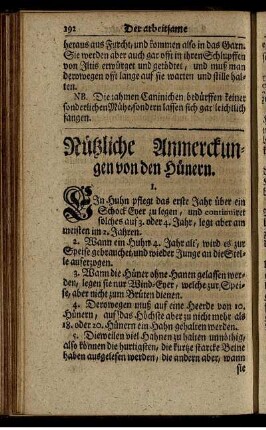 Nützliche Anmerckungen zu den Hünern.