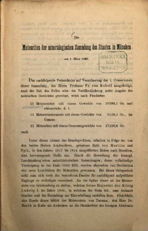 Die Meteoriten der mineralogischen Sammlung des Staates in München am 1. März 1868