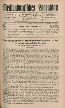 Nr. 5. Rostock, den 1. Dezember 1931. 60. Jahrg.