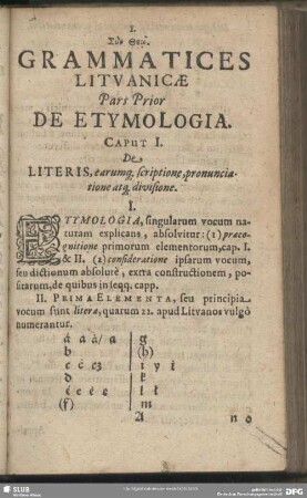 Pars Prior. De Etymologia
