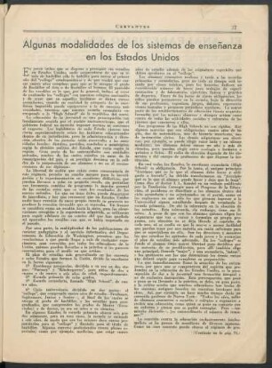 Algunas modalidades de los sistemas de enseñanza en los Estados Unidos