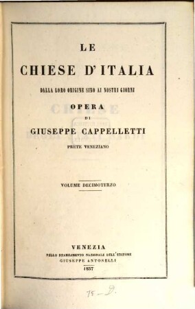 Le chiese d'Italia dalla loro origine sino ai nostri giorni, 13. (Chiese degli stati sardi)