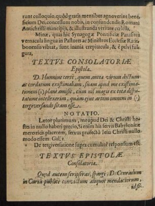 Textus Consolatoriae Epistolae.