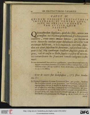 Caput IV: Quinam possint protectoria impetrare, et contra quos, sive de subjecto eorum tam activo, quam passivo