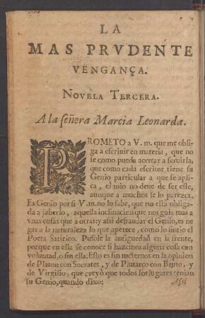 La mas prudente Venganca. Novela tercera.