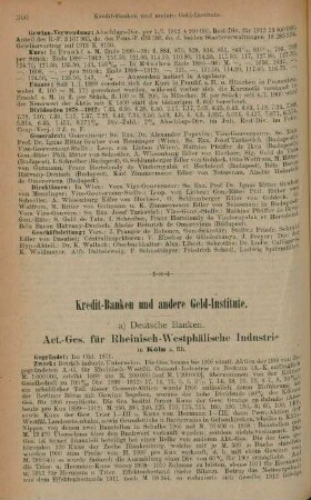 Kredit-Banken und andere Geld-Institute