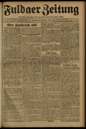 Erste Ausgabe vom Mittwoch, den 14. Dezember 1921.