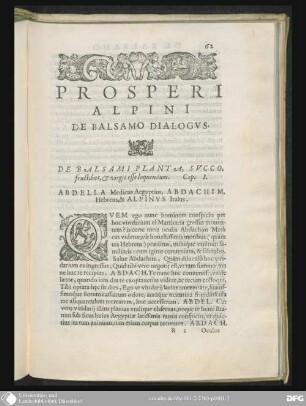 Prosperi Alpini De Balsamo dialogus
